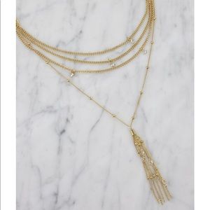 Ettika Layered Chain Drop Tassel Necklace